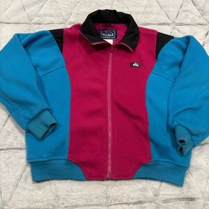Vintage Retro 90s Colorful Fleece Zip Up Woolrich Women’s M Colorblock